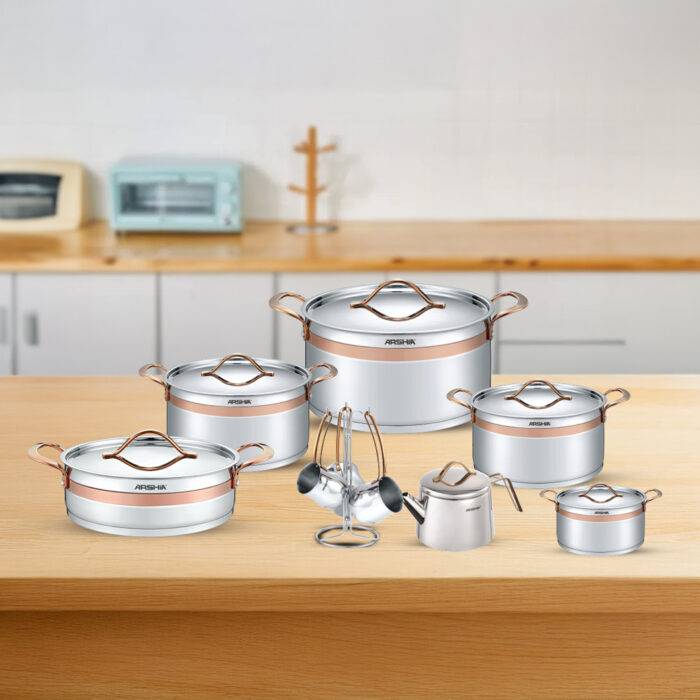 ⁦طقم أواني طهي ارشيا من الفولاذ المقاوم للصدأ 16 قطعة⁩ - الصورة ⁦3⁩