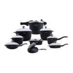 ⁦طقم أواني طهي أرشيا من الألومنيوم المصبوب – 18 قطعة – أسود⁩ - الصورة ⁦6⁩