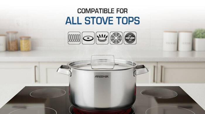 ⁦طقم أواني طهي ستانلس ستيل من ارشيا الالمانية 8 قطع⁩ - الصورة ⁦5⁩