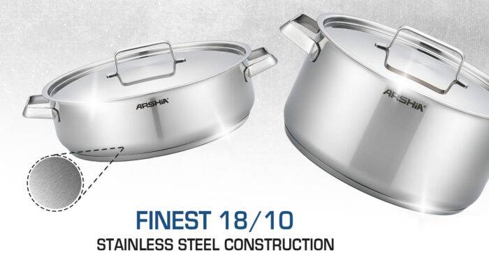 ⁦طقم أواني طهي ستانلس ستيل من ارشيا الالمانية 8 قطع⁩ - الصورة ⁦6⁩