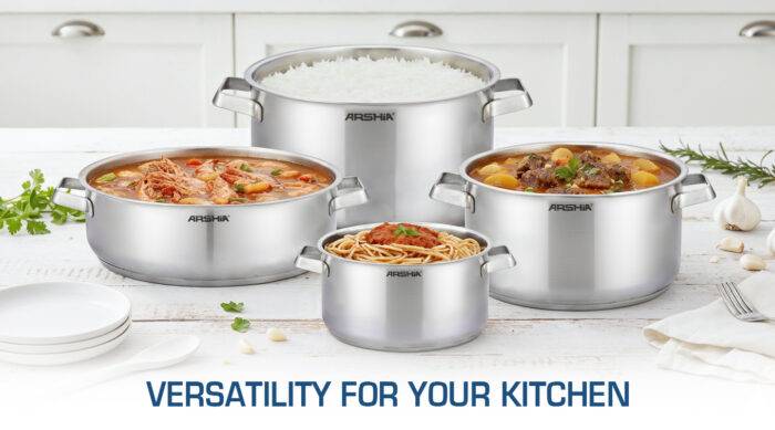 ⁦طقم أواني طهي ستانلس ستيل من ارشيا الالمانية 8 قطع⁩ - الصورة ⁦8⁩