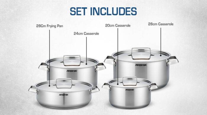 ⁦طقم أواني طهي ستانلس ستيل من ارشيا الالمانية 8 قطع⁩ - الصورة ⁦9⁩