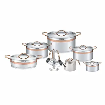 طقم أواني طهي ارشيا من الفولاذ المقاوم للصدأ 16 قطعة