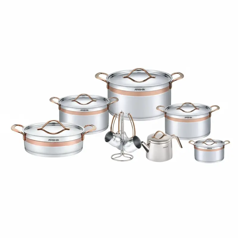 طقم أواني طهي ارشيا من الفولاذ المقاوم للصدأ 16 قطعة