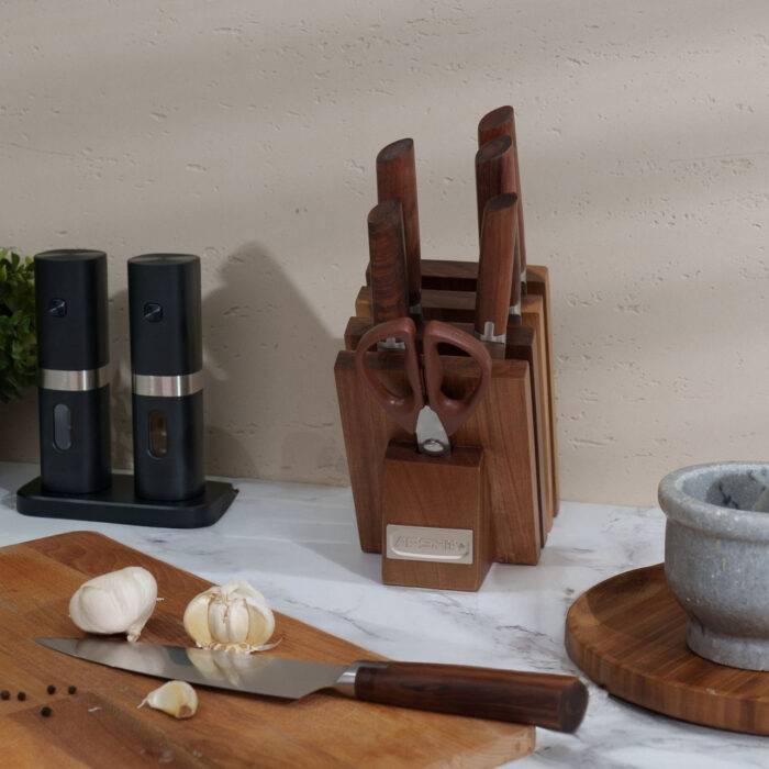 ⁦سكاكين عالية الجودة من ارشيا الألمانية+ حامل خشبي ، 8 قطع⁩ - الصورة ⁦3⁩