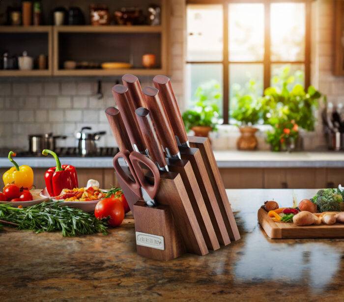 ⁦سكاكين عالية الجودة من ارشيا الألمانية+ حامل خشبي ، 8 قطع⁩ - الصورة ⁦7⁩