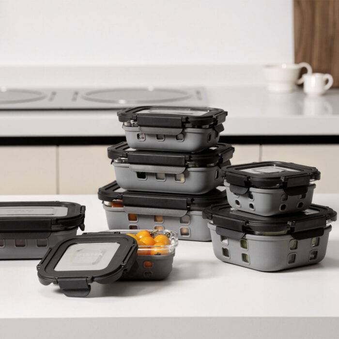 ⁦طقم حافظات تخزين زجاج فاخر 7 قطع⁩ - الصورة ⁦3⁩