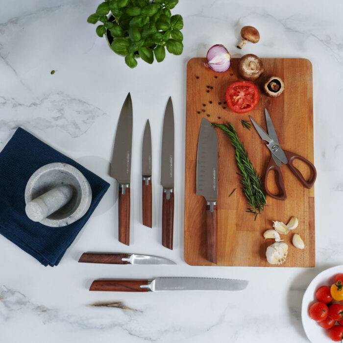 ⁦سكاكين عالية الجودة من ارشيا الألمانية+ حامل خشبي ، 8 قطع⁩ - الصورة ⁦5⁩