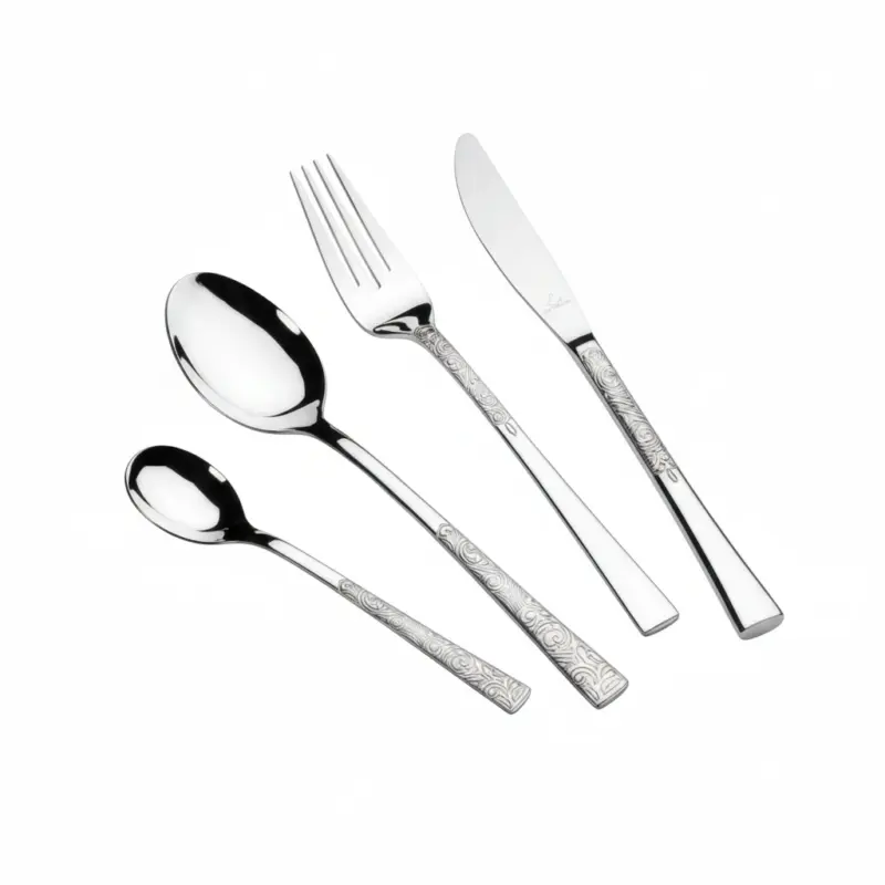 طقم أدوات مائدة فاخر من ارشيا الالمانية 50 قطعة، فضي