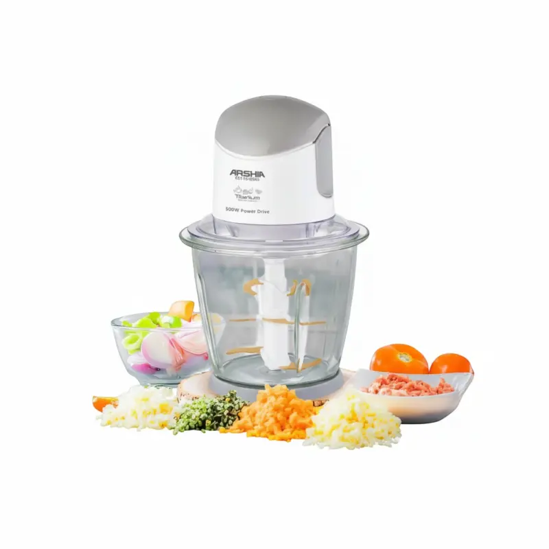 فرامة لحم من أرشيا - تيتانيوم أبيض - قوة 500 واط -وعاء زجاجي